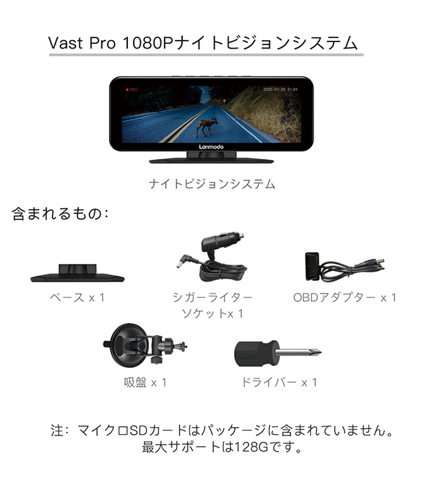 Lanmodo Vast Pro —ドライブレコーダーを使用した1080Pナイトビジョン